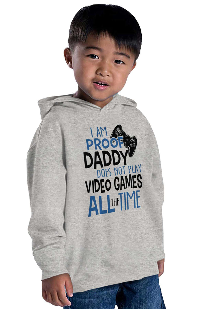 Daddy Plays Video Games Toddler Pullover Hoodie-Direct To Garment Print-Brisco Baby