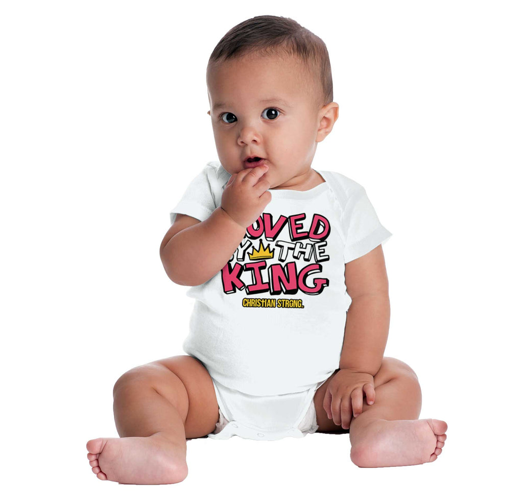 Loved By The King Gerber Onesie-Direct To Garment Print-Brisco Baby