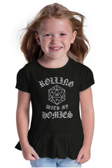 Rolling With My Homies Dungeons Toddler Ruffle Bottom Tee-Direct To Garment Print-Brisco Baby