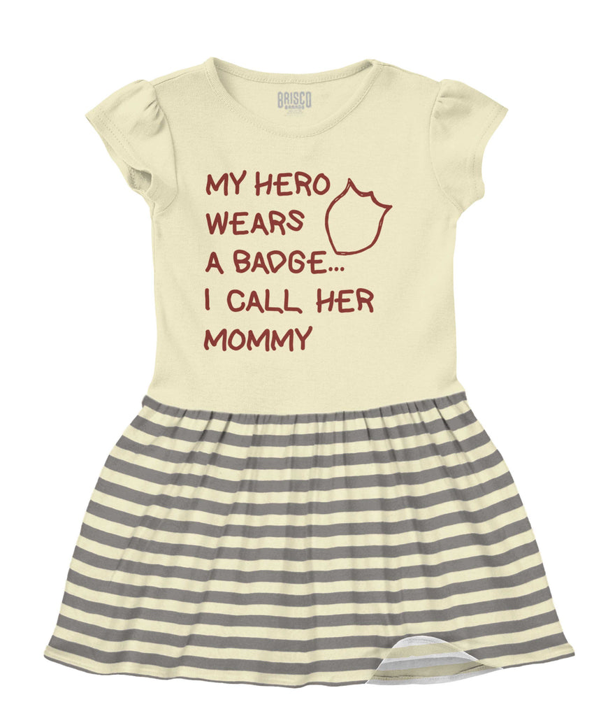 Hero Wears Badge Baby Striped Skirt Dress-Direct To Garment Print-Brisco Baby
