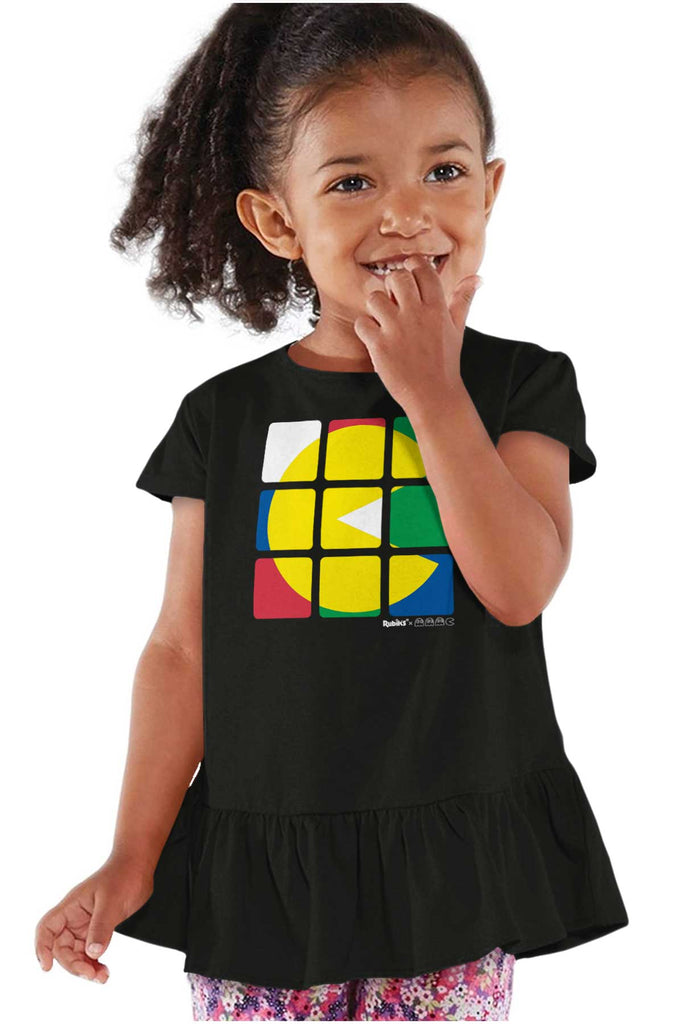 Artsy Pac-Man Toddler Ruffle Bottom Tee-Direct To Garment Print-Brisco Baby