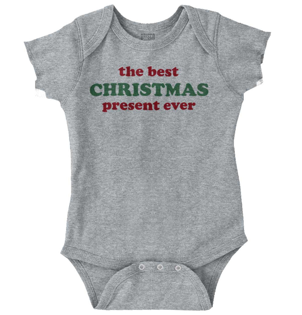 Best Christmas Present Romper Bodysuit-Direct To Garment Print-Brisco Baby