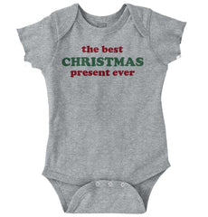 Best Christmas Present Romper Bodysuit-Direct To Garment Print-Brisco Baby