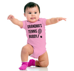 Grandma's Tennis Buddy Romper Bodysuit-Direct To Garment Print-Brisco Baby