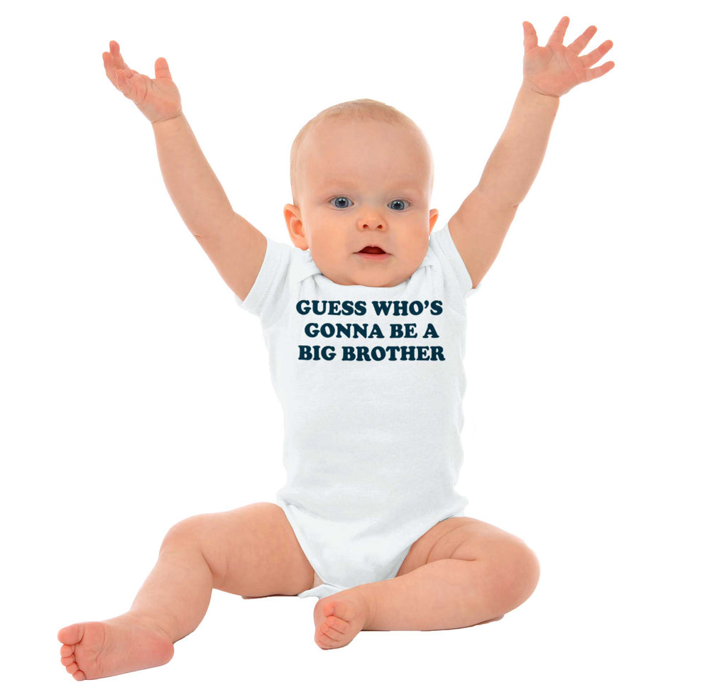 Guess Who's Gonna Be A Big Brother Romper Bodysuit-Direct To Garment Print-Brisco Baby