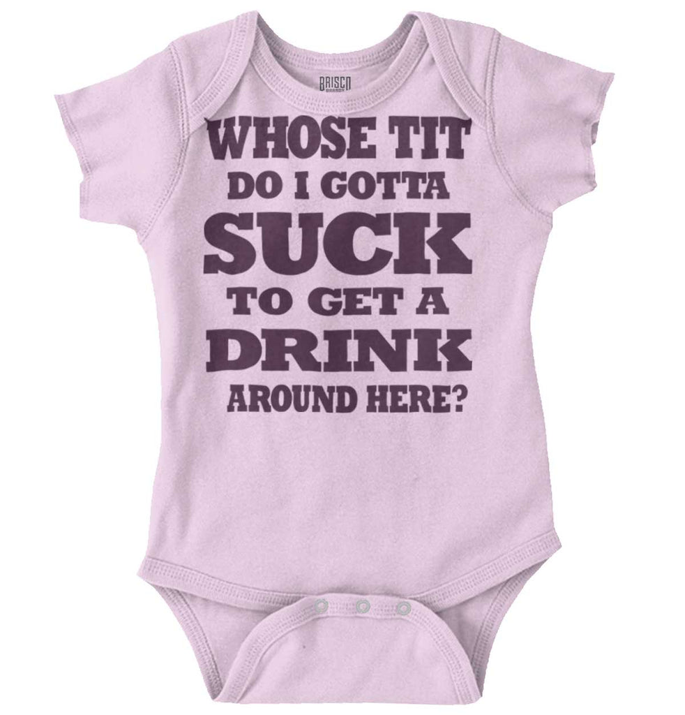 Get A Drink Romper Bodysuit-Direct To Garment Print-Brisco Baby