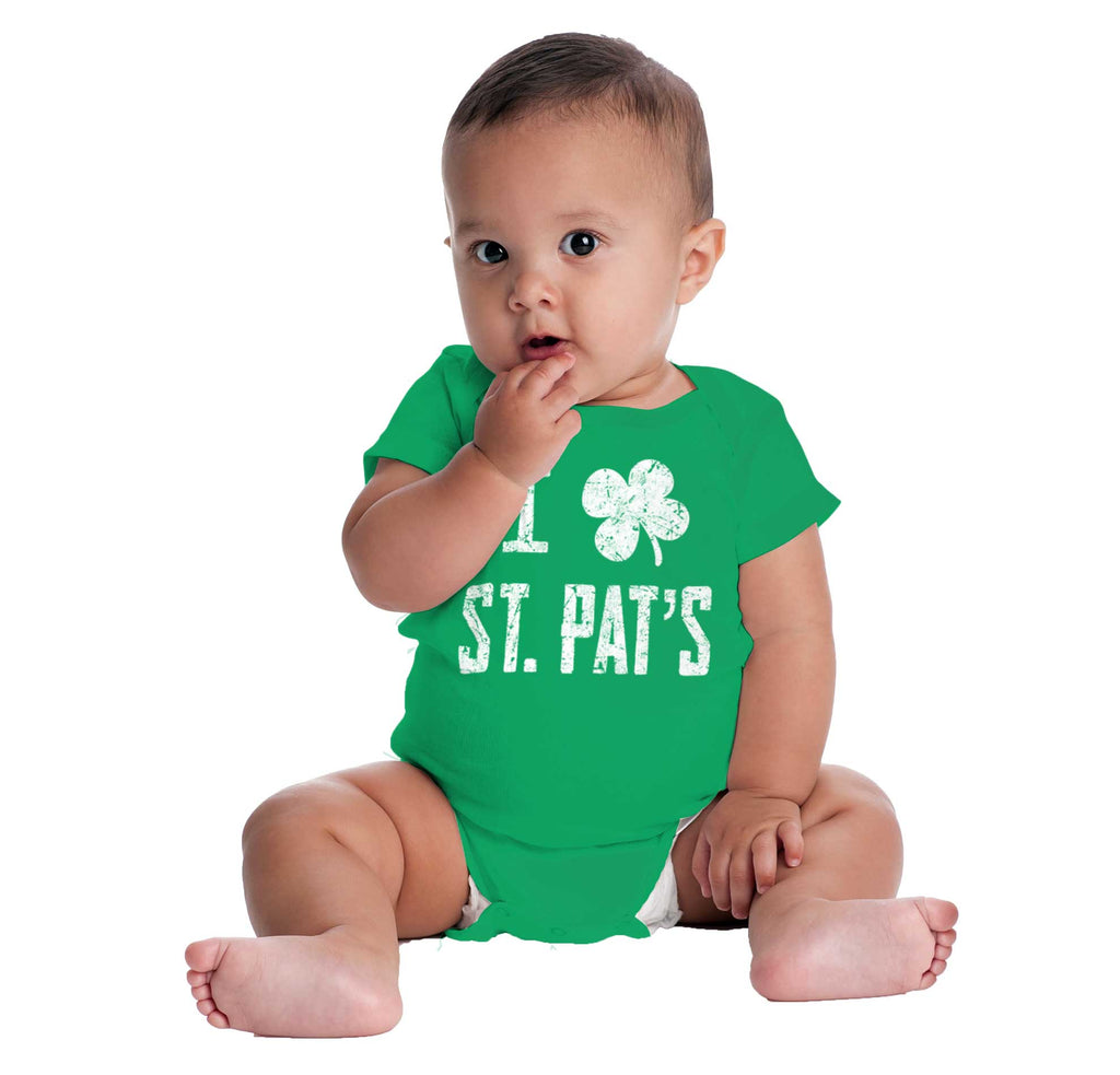 Love St. Pat's Romper Bodysuit-Direct To Garment Print-Brisco Baby