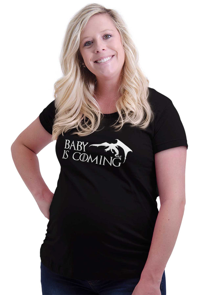Baby Is Coming Dragon Maternity T-Shirt-Direct To Garment Print-Brisco Baby
