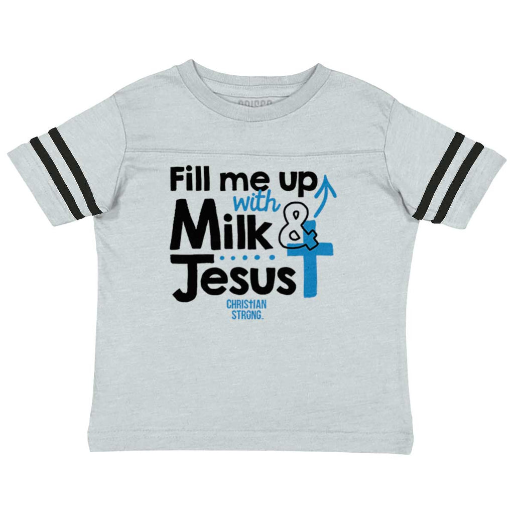 Milk And Jesus Toddler Football Jersey Tee-Direct To Garment Print-Brisco Baby