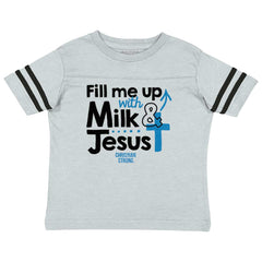Milk And Jesus Toddler Football Jersey Tee-Direct To Garment Print-Brisco Baby