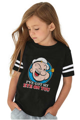 Got My Eye On You Toddler Football Jersey Tee-Direct To Garment Print-Brisco Baby