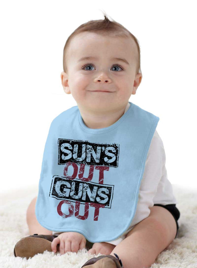 Guns Out Infant Baby Bib-Direct To Garment Print-Brisco Baby