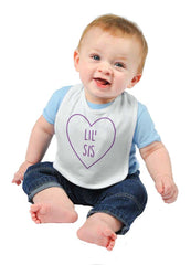 Lil' Sis Heart Infant Baby Bib-Direct To Garment Print-Brisco Baby