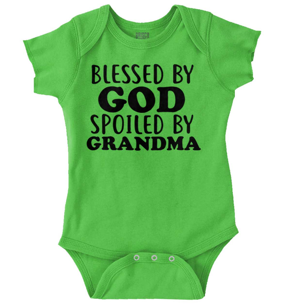 Blessed By God Spoiled By Grandma Romper Bodysuit-Direct To Garment Print-Brisco Baby