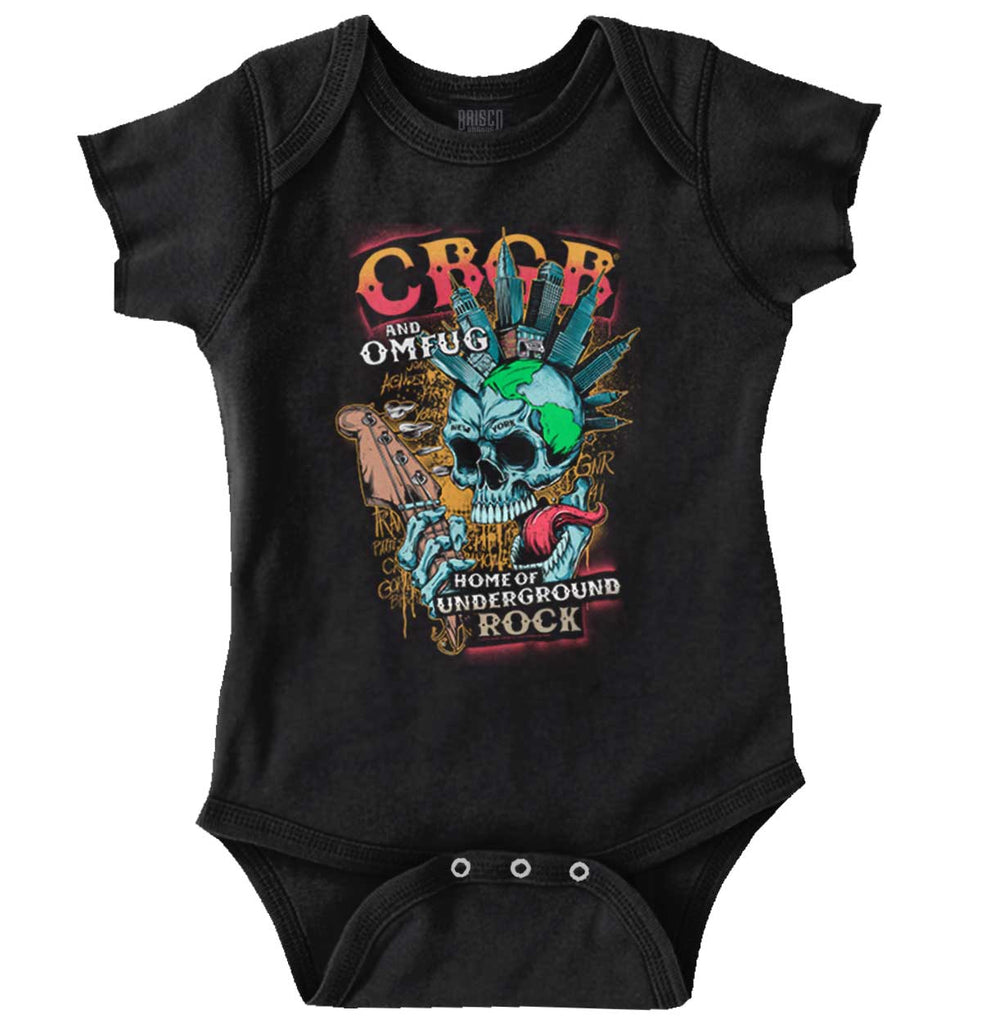 Heavy Metal CBGB Romper Bodysuit-Direct To Garment Print-Brisco Baby
