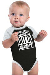 Straight Outta Mommy Raglan Romper Bodysuit-Direct To Garment Print-Brisco Baby