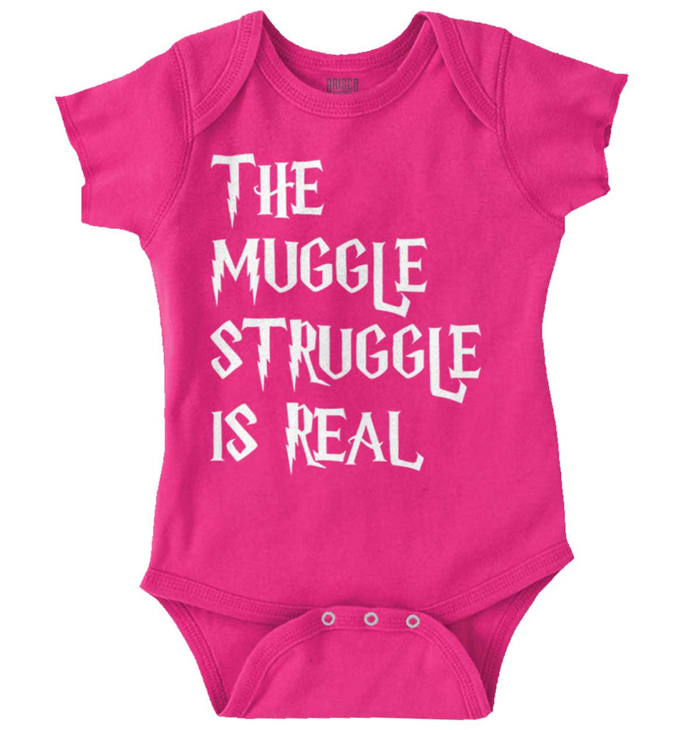 Muggle Struggle Is Real Romper Bodysuit-Direct To Garment Print-Brisco Baby