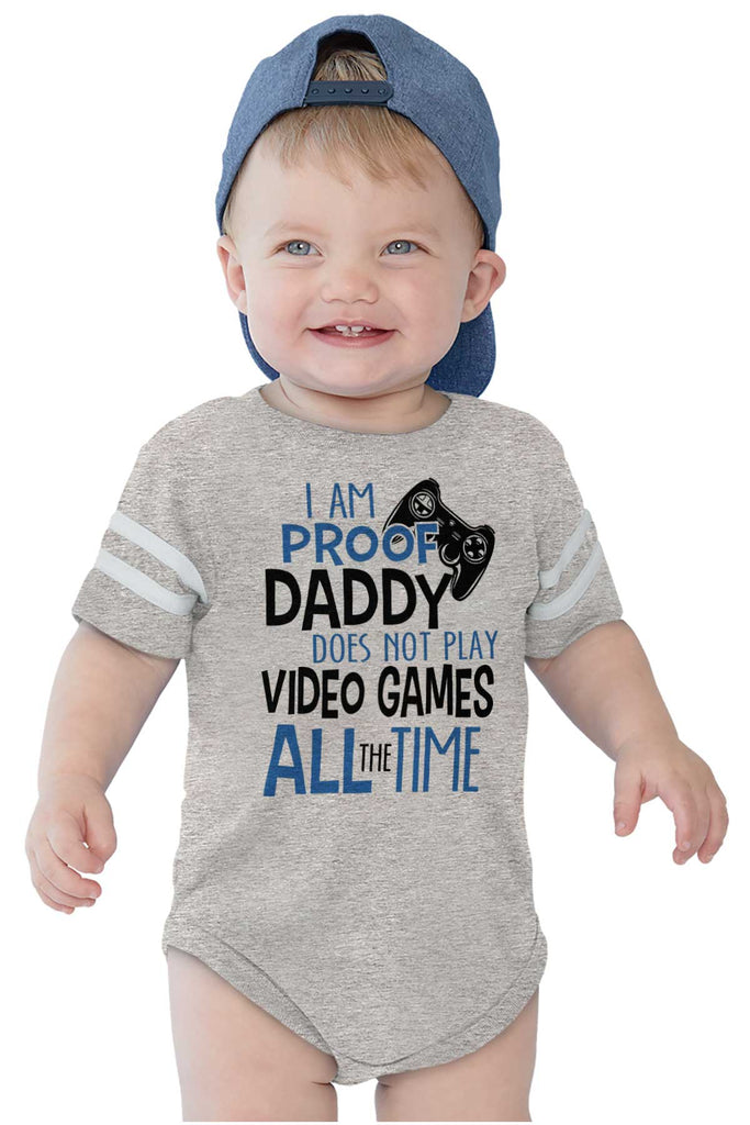 Daddy Plays Video Games Football Romper Bodysuit-Direct To Garment Print-Brisco Baby