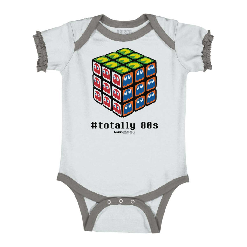 Totally 80s Baby Ruffled Trim Romper-Direct To Garment Print-Brisco Baby