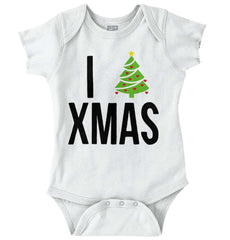 I Love Xmas Romper Bodysuit-Direct To Garment Print-Brisco Baby