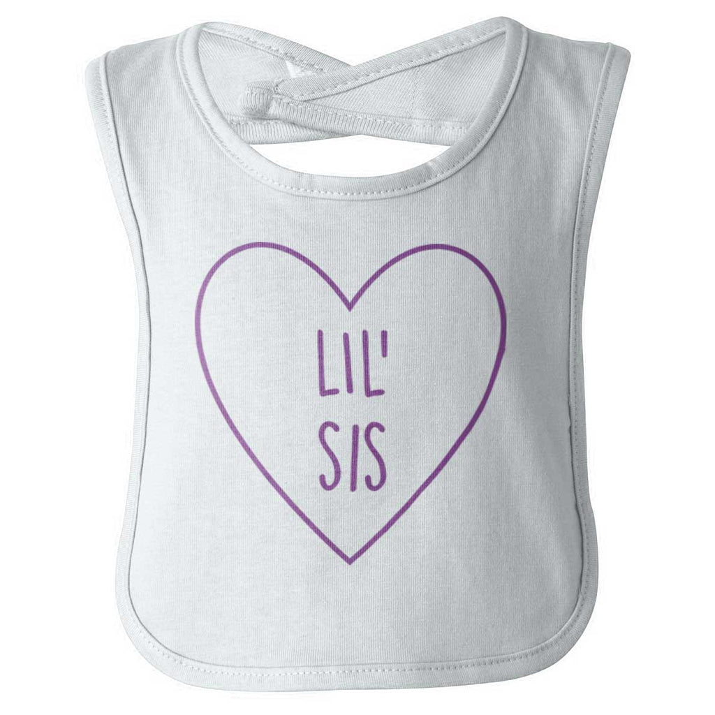 Lil' Sis Heart Infant Baby Bib-Direct To Garment Print-Brisco Baby