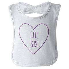 Lil' Sis Heart Infant Baby Bib-Direct To Garment Print-Brisco Baby