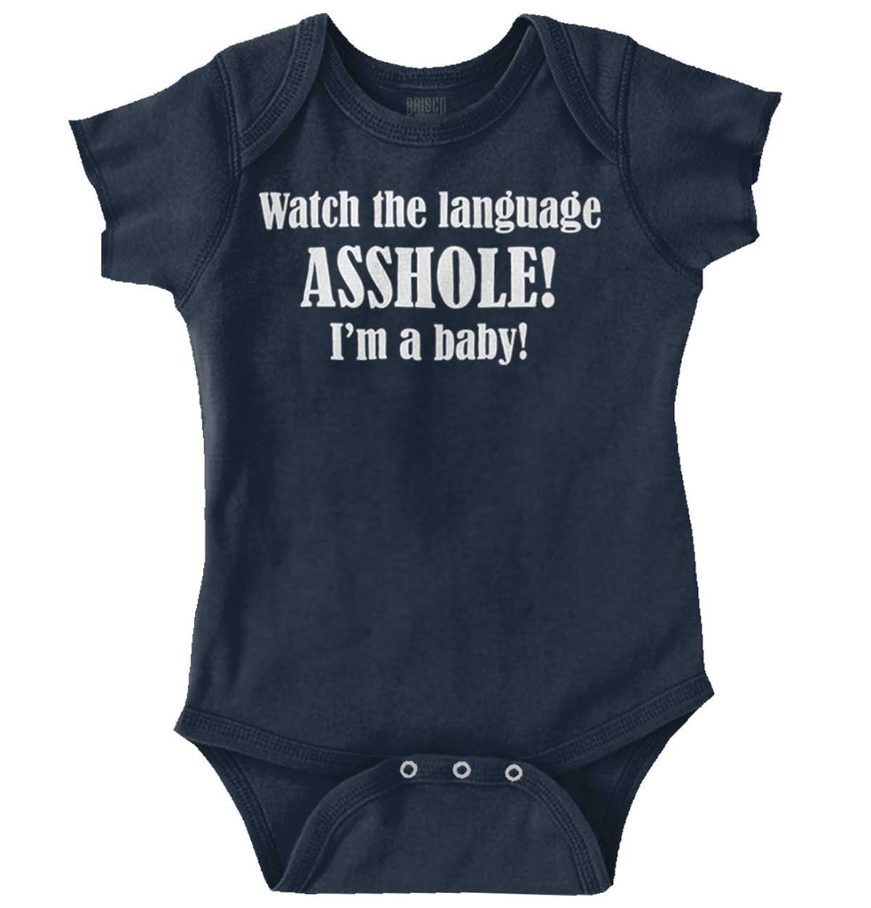 Watch The Language Romper Bodysuit-Direct To Garment Print-Brisco Baby