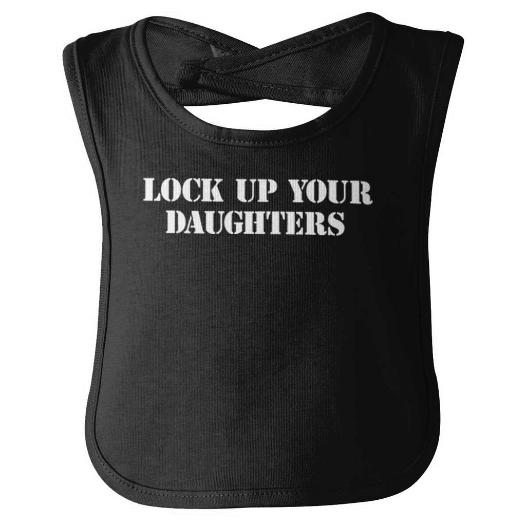 Lock Up Daughters Infant Baby Bib-Direct To Garment Print-Brisco Baby
