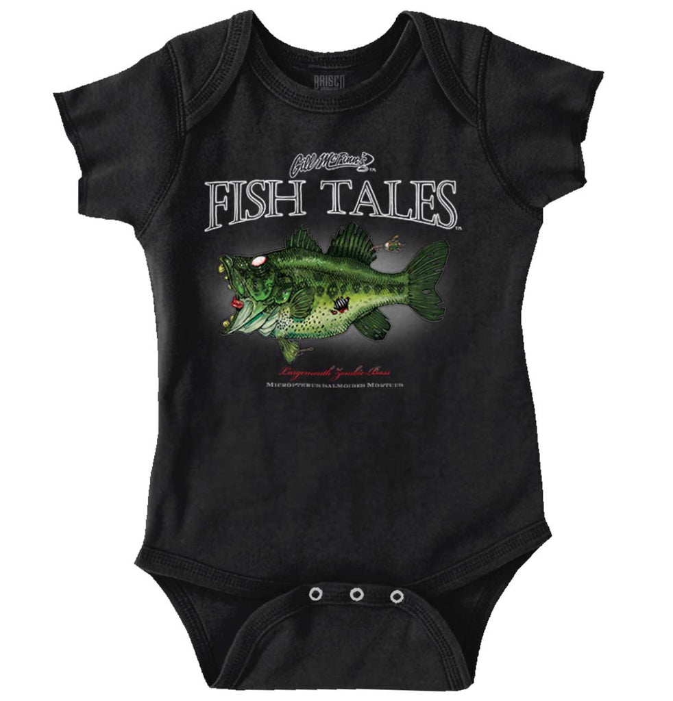 Largemouth Zombie Bass Romper Bodysuit-Direct To Garment Print-Brisco Baby