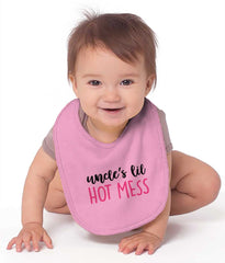 Uncle's Lil Hot Mess Infant Baby Bib-Direct To Garment Print-Brisco Baby