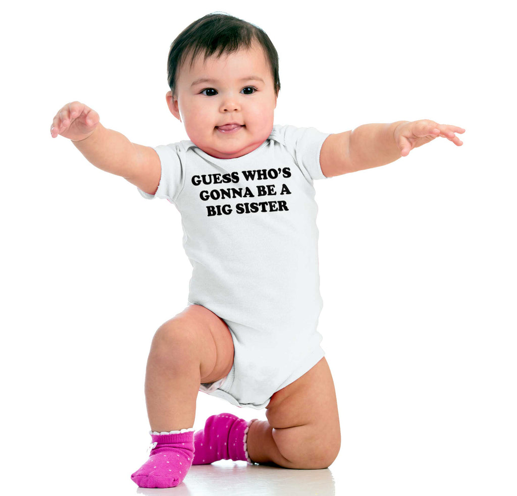 Guess Who's Gonna Be A Big Sister? Romper Bodysuit-Direct To Garment Print-Brisco Baby