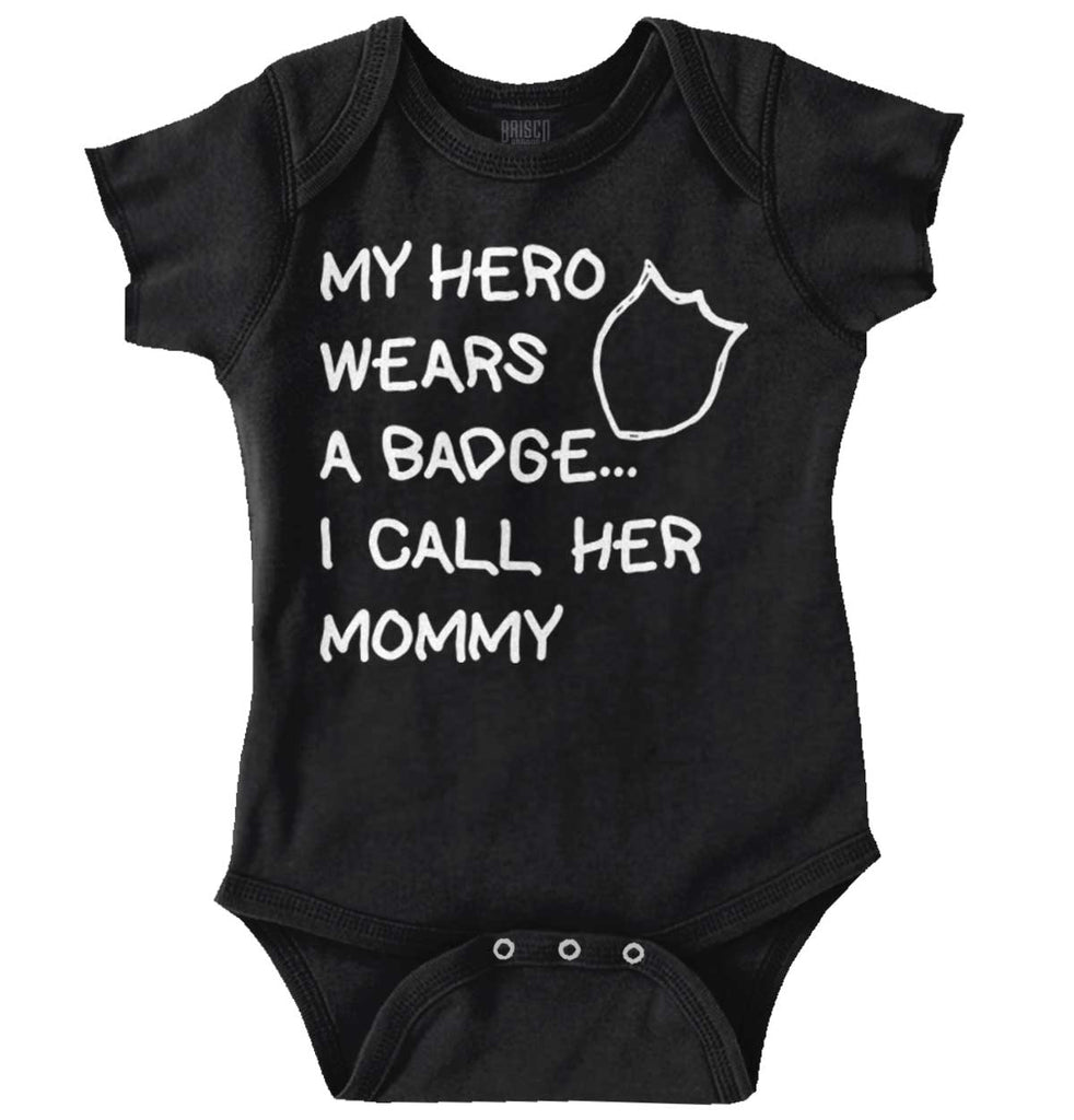 Hero Wears Badge Romper Bodysuit-Direct To Garment Print-Brisco Baby
