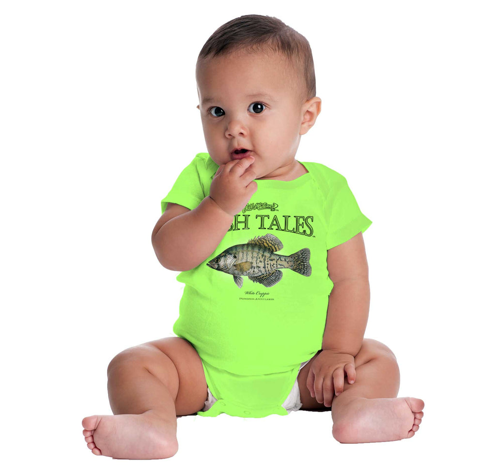 White Crappie Romper Bodysuit-Direct To Garment Print-Brisco Baby