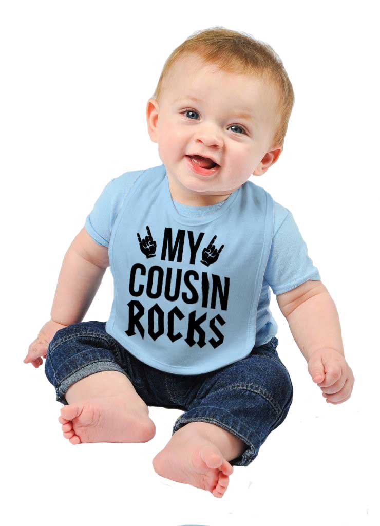My Cousin Rocks Infant Baby Bib-Direct To Garment Print-Brisco Baby