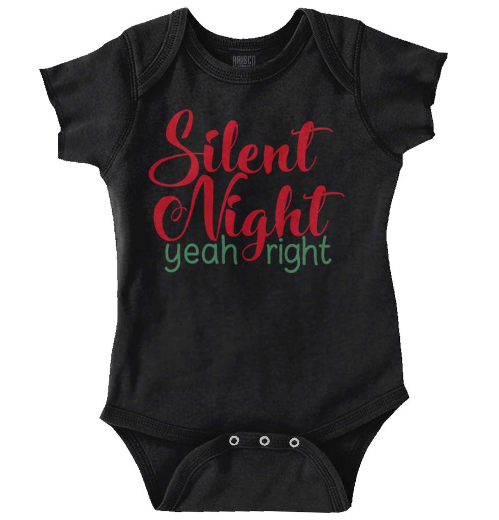 Silent Night Yeah Right Romper Bodysuit-Direct To Garment Print-Brisco Baby