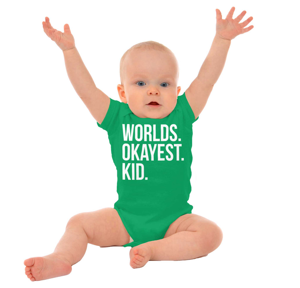 Worlds Okayest Kid Romper Bodysuit-Direct To Garment Print-Brisco Baby