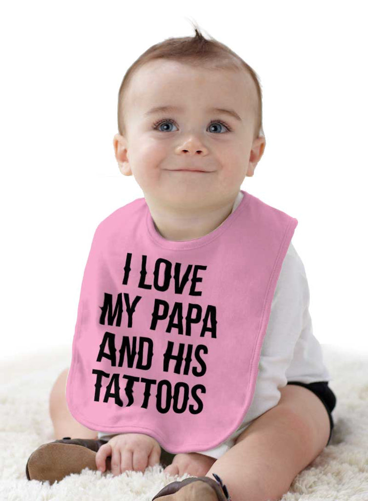 I Love Papa And Tattoos Infant Baby Bib-Direct To Garment Print-Brisco Baby