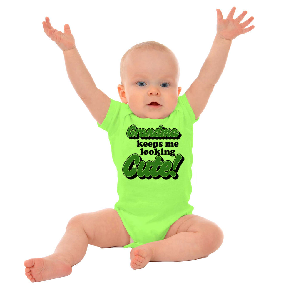 Grandma Keeps Me Cute Romper Bodysuit-Direct To Garment Print-Brisco Baby