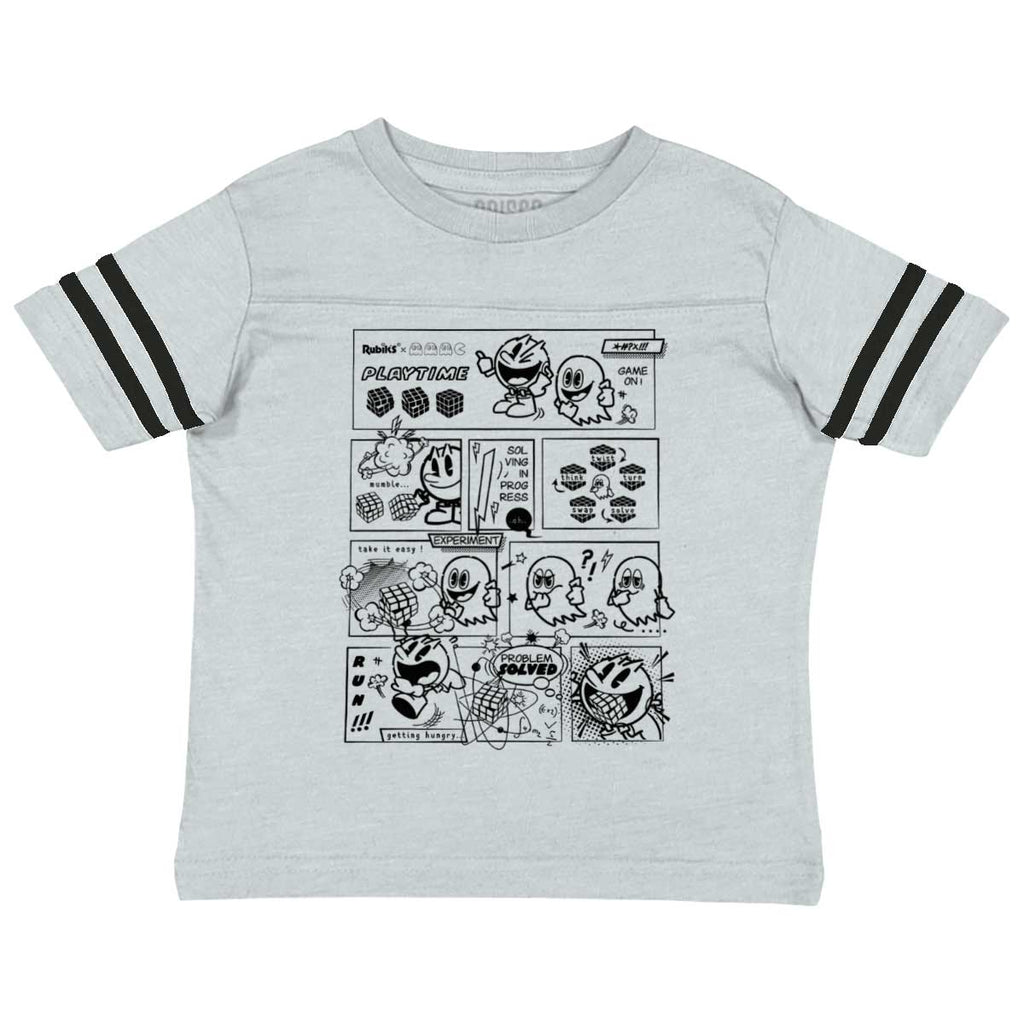 Pac-Man Comic Book Toddler Football Jersey Tee-Direct To Garment Print-Brisco Baby