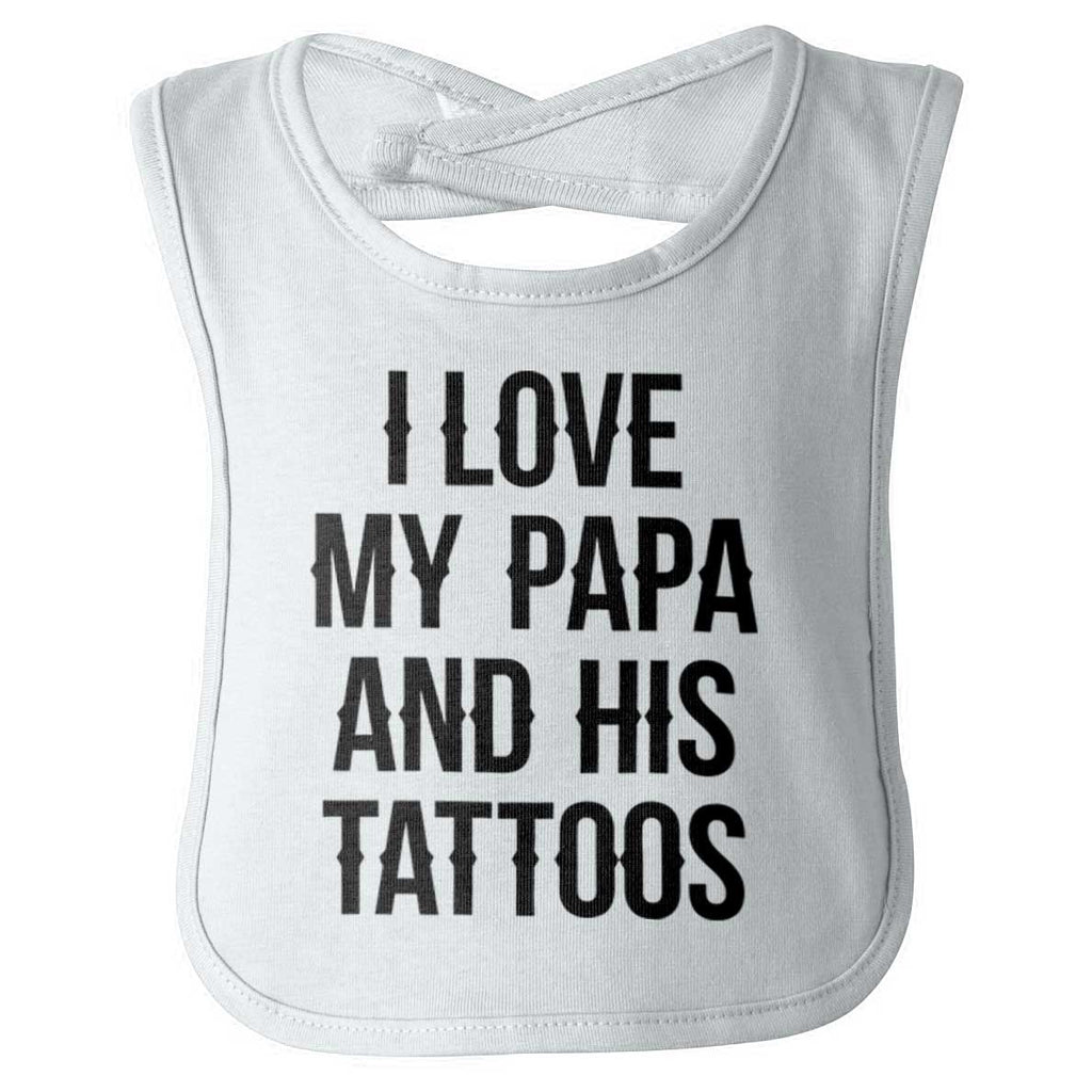 I Love Papa And Tattoos Infant Baby Bib-Direct To Garment Print-Brisco Baby