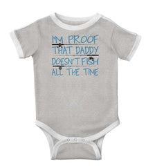 Fish All The Time Ringer Romper Bodysuit-Direct To Garment Print-Brisco Baby