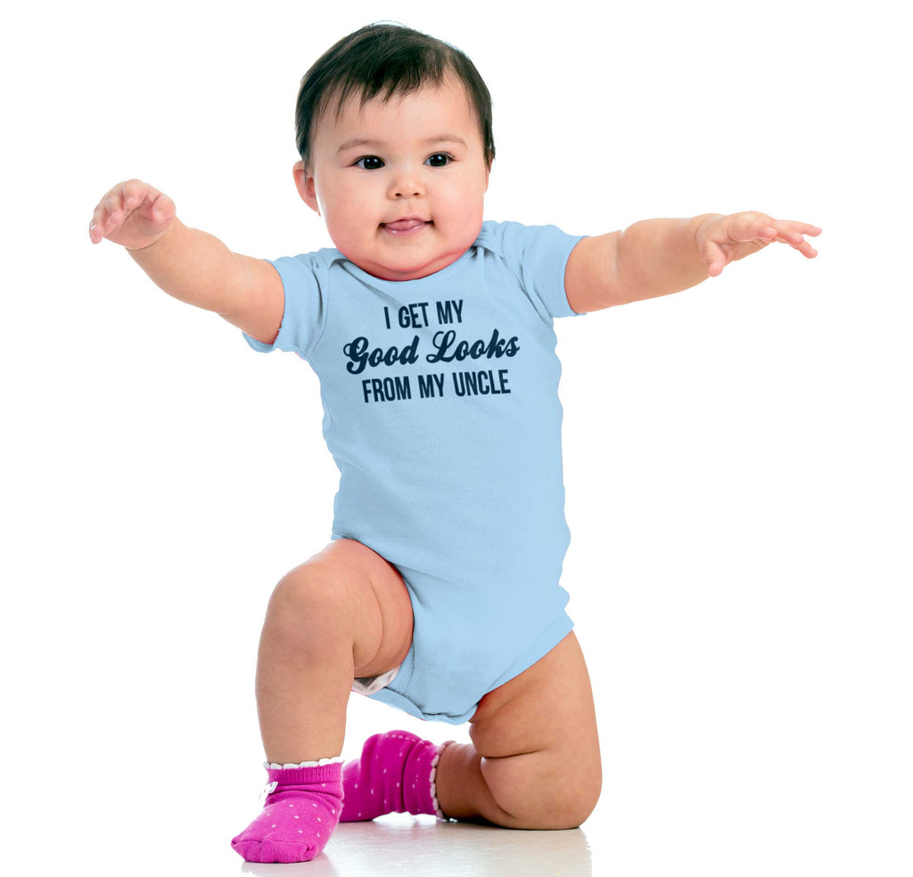Good Looks From Uncle Romper Bodysuit-Direct To Garment Print-Brisco Baby