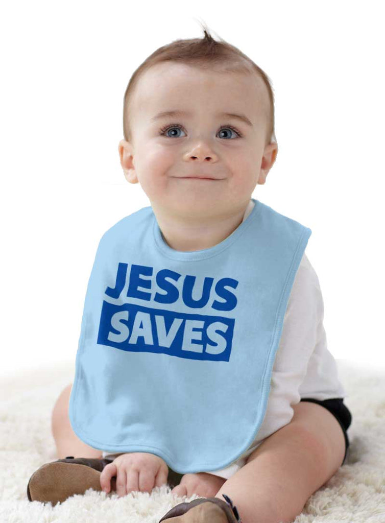 Jesus Saves Infant Baby Bib-Direct To Garment Print-Brisco Baby
