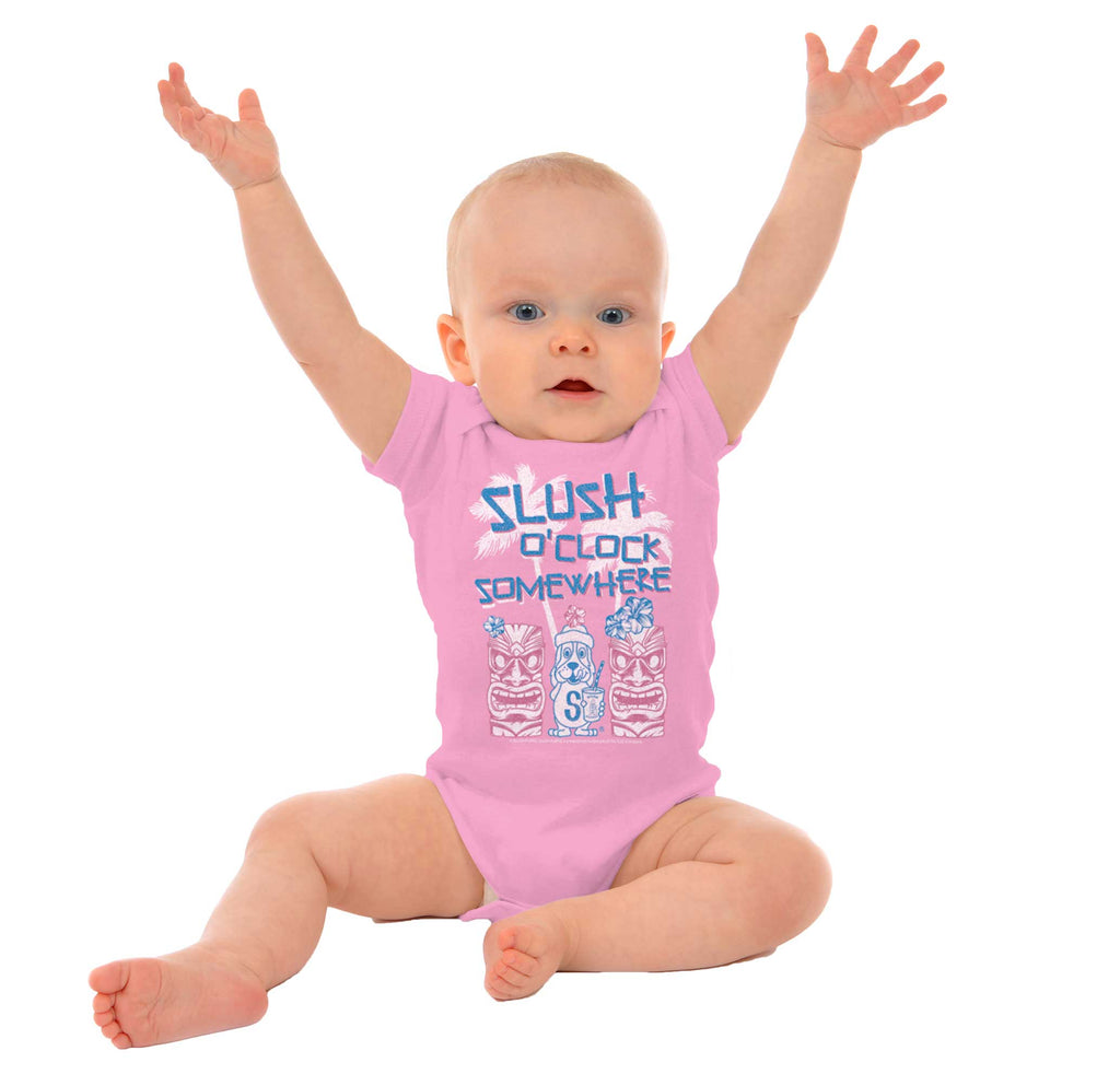 Slush O Clock Somewhere Romper Bodysuit-Direct To Garment Print-Brisco Baby