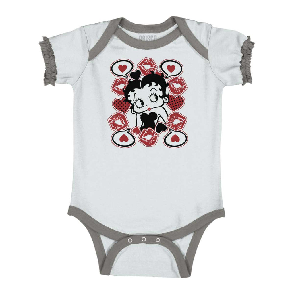 Betty In Love Baby Ruffled Trim Romper-Direct To Garment Print-Brisco Baby