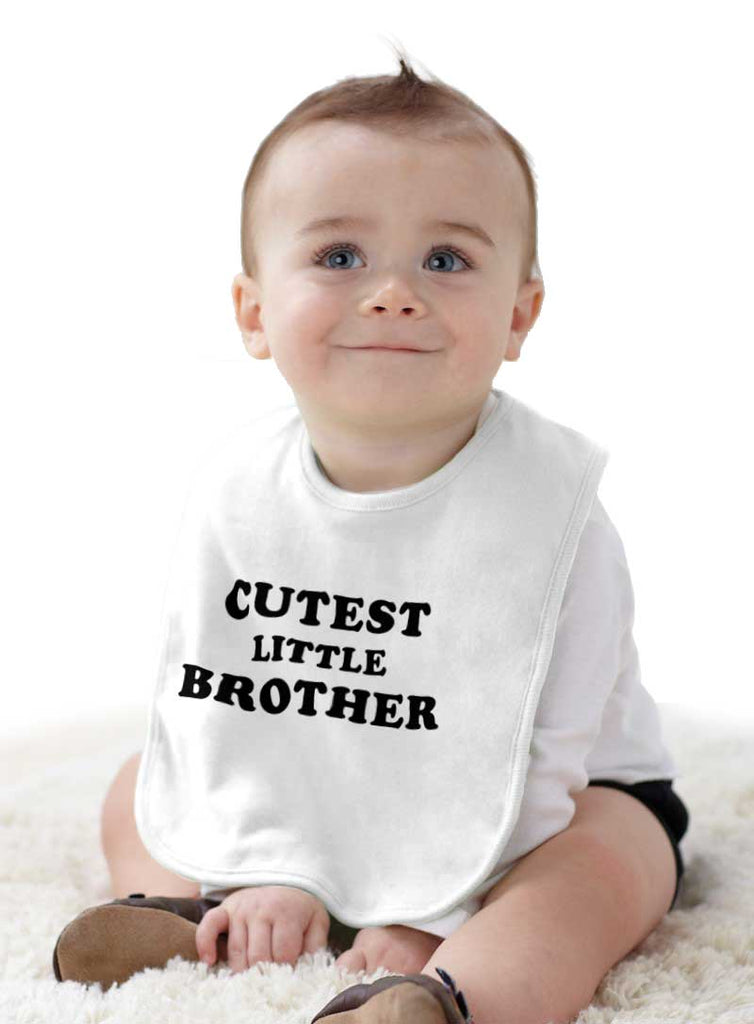 Cutest Little Brother Infant Baby Bib-Direct To Garment Print-Brisco Baby
