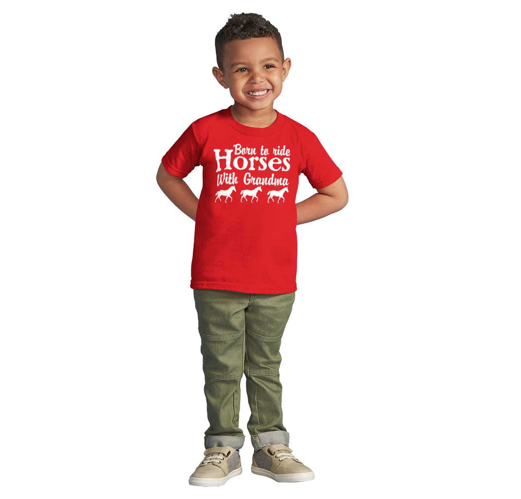 Born To Ride Horses With Grandma Infant Toddler T Shirt-Direct To Garment Print-Brisco Baby