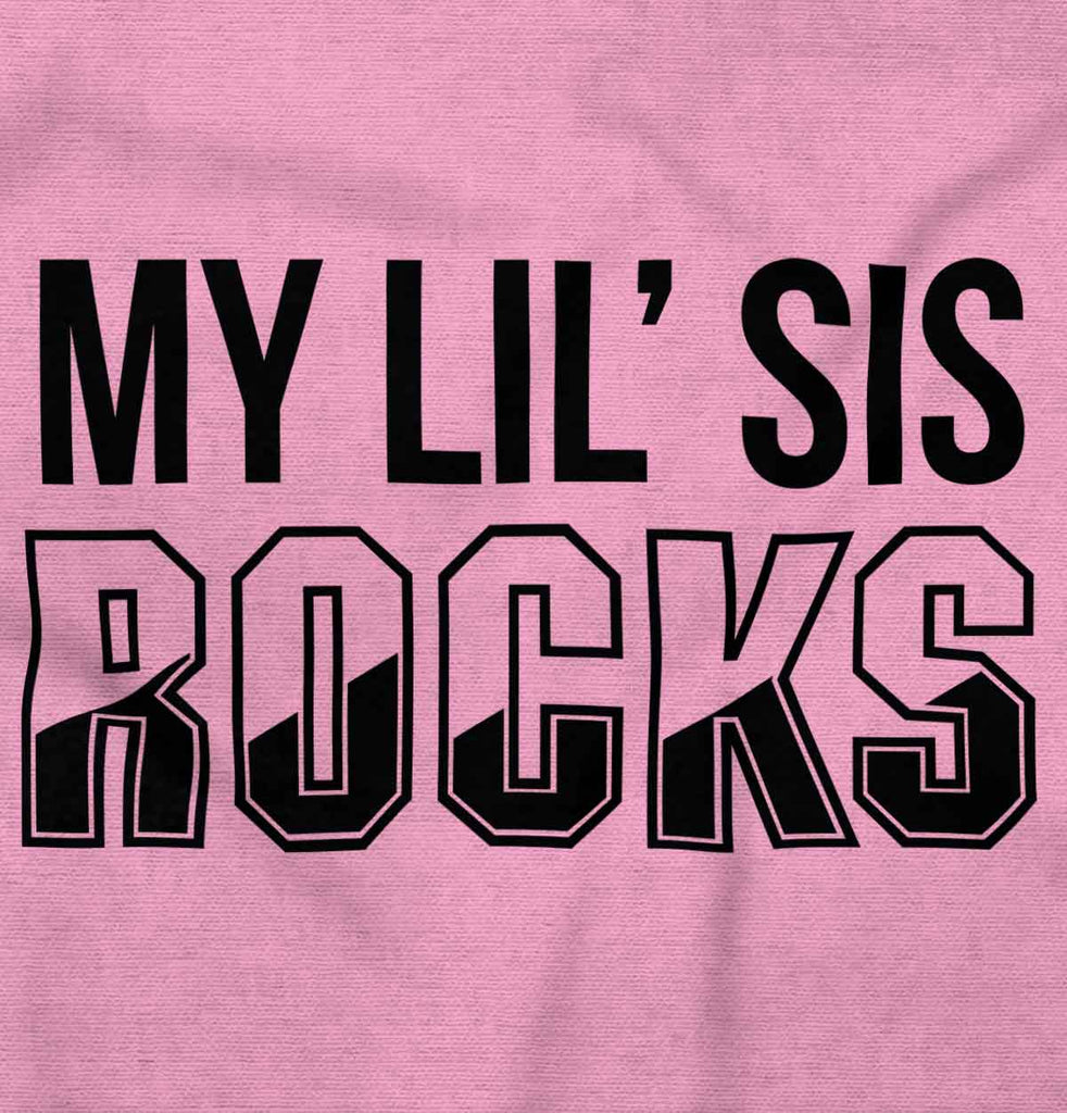 My Lil' Sis Rocks Infant Baby Bib-Direct To Garment Print-Brisco Baby