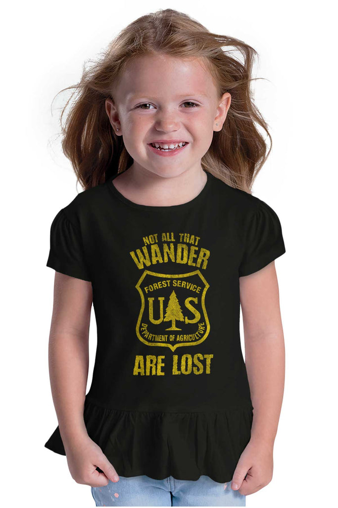 No All Who Wander Toddler Ruffle Bottom Tee-Direct To Garment Print-Brisco Baby