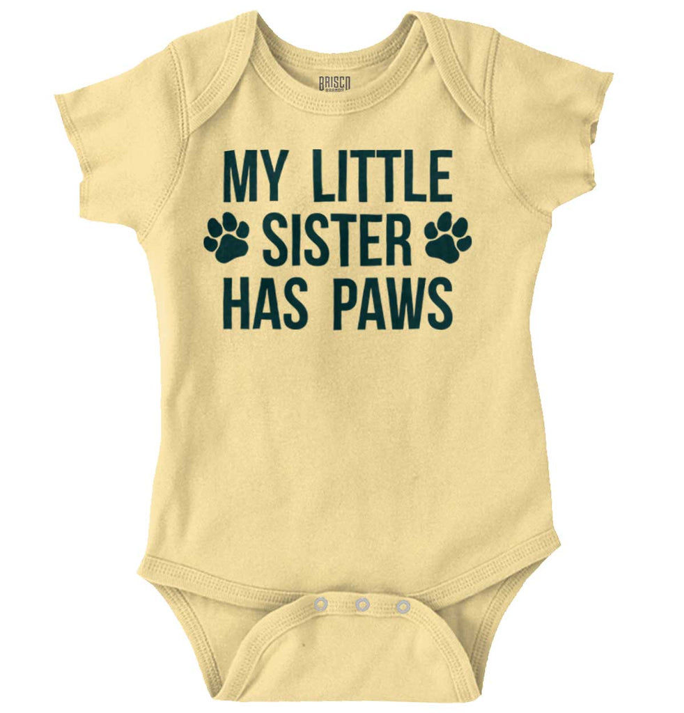My Little Sister Has Paws Romper Bodysuit-Direct To Garment Print-Brisco Baby